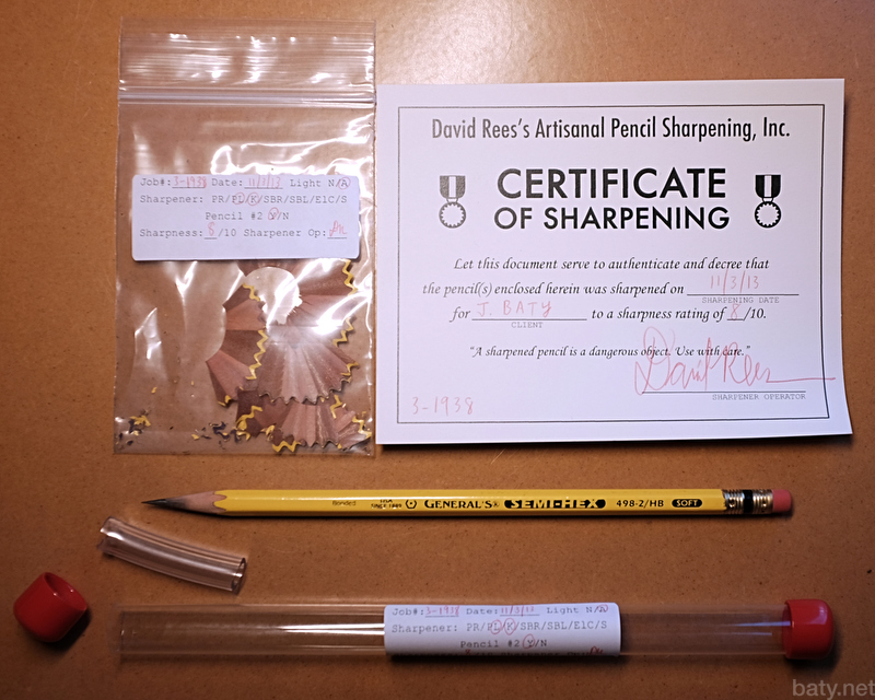 My artisanally-sharpened pencil from David Rees